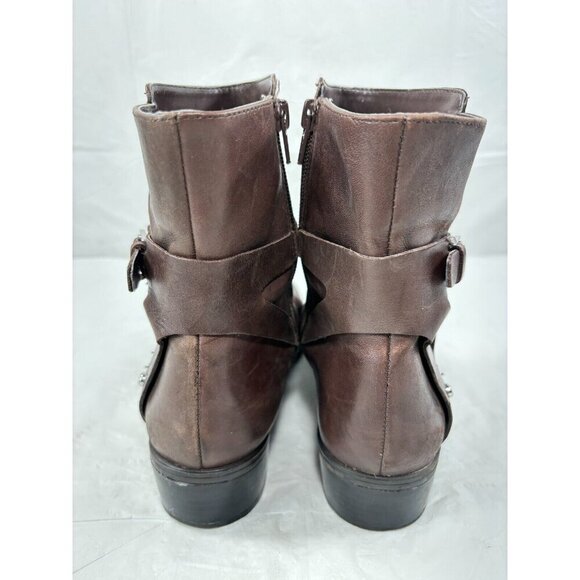 Lauren Ralph Lauren Marisol Brown Leather Ankle Zip Boots Women's Sz 8B - Picture 2 of 14